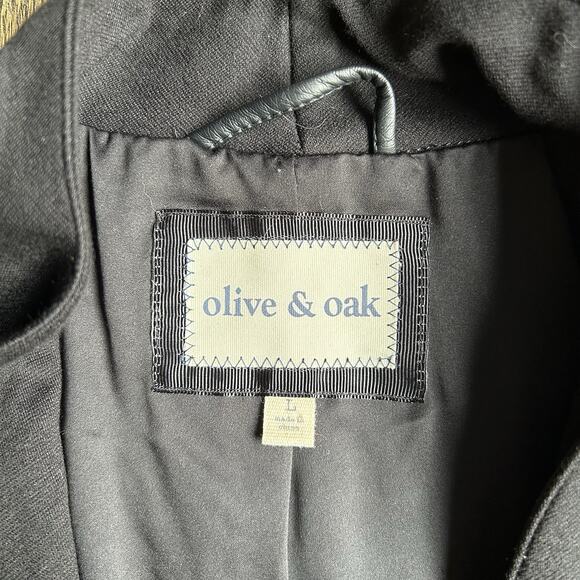 Olive & Oak Women’s Large Moto Vest Faux Leather Knit Panel Zip Black Sleeveless - Picture 4 of 9